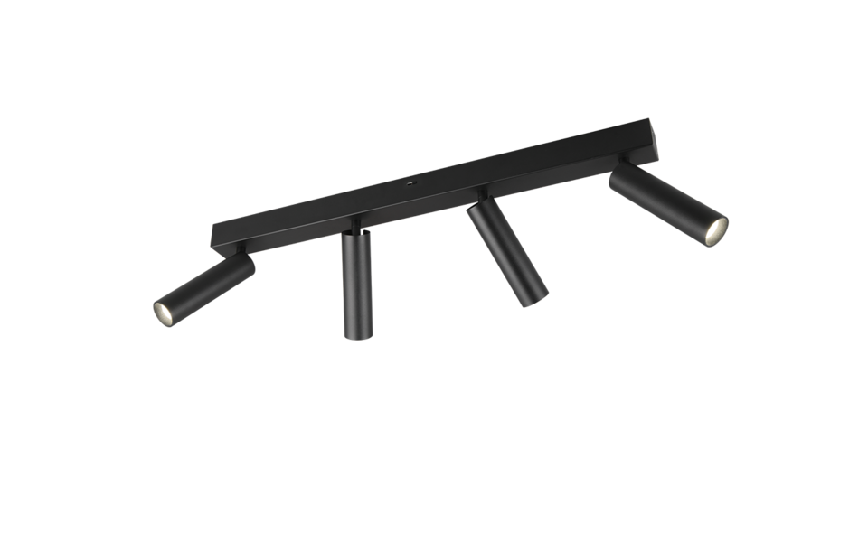 Trio Lighting Trio AMBALA plafondspot | LED | mat zwart | 65 x 13 cm | IP20 | 4x 5,5W | 500 lm | 2300+3000+4000K | dimbaar