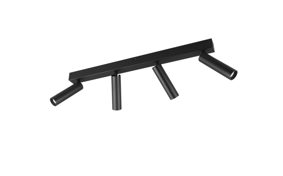 Trio Lighting Trio AMBALA plafondspot | LED | mat zwart | 65 x 13 cm | IP20 | 4x 5,5W | 500 lm | 2300+3000+4000K | dimbaar