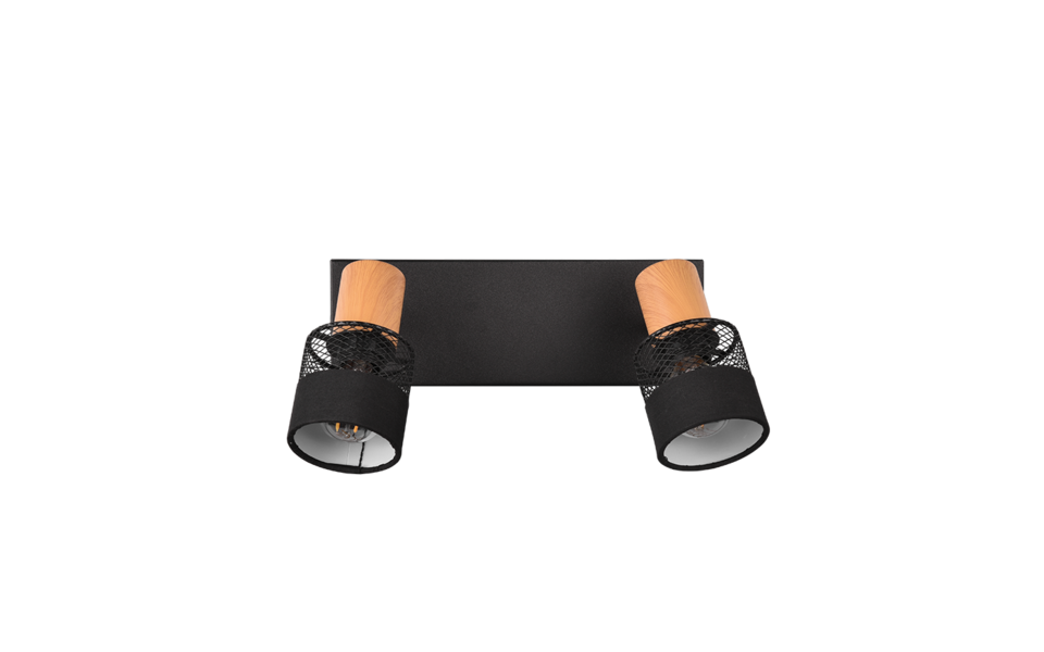 Trio Lighting Trio NANDINI plafondspot | E14 Fitting | mat zwart met mat zwart met zwart | 38,5 x 8,5 cm | IP20 | excl. 2x E14 | max. 10W