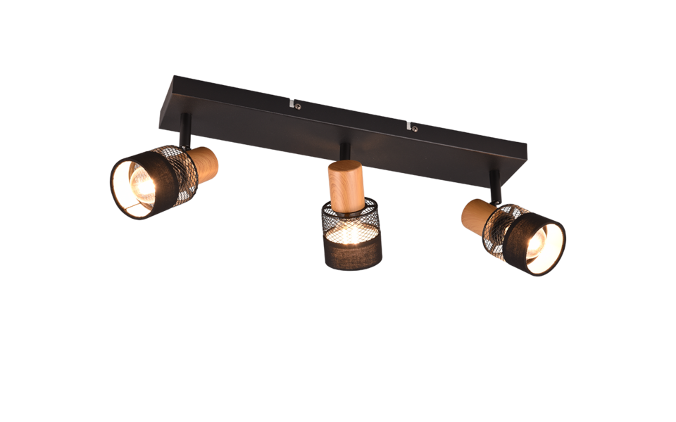 Trio Lighting Trio NANDINI plafondspot | E14 Fitting | mat zwart met mat zwart met zwart | 58,5 x 8,5 cm | IP20 | excl. 3x E14 | max. 10W