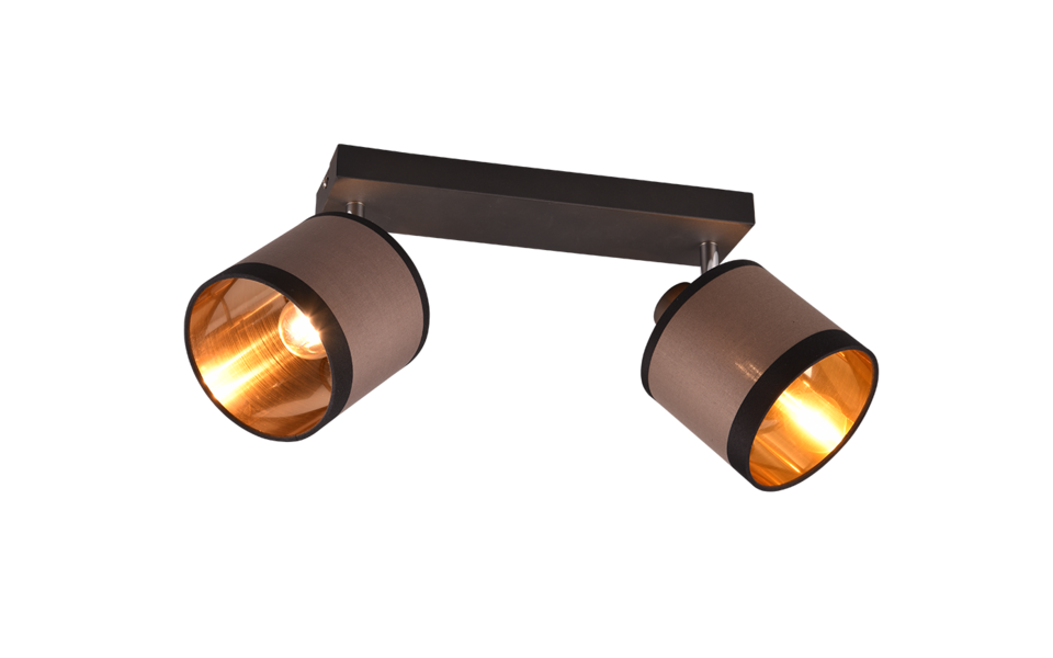 Trio Lighting Trio DAVOS plafondspot | E14 Fitting | mat zwart met taupe | Ø 12 cm | IP20 | excl. 2x E14 | max. 10W Trio Lighting Trio DAVOS plafondspot | E14 Fitting | mat zwart met taupe | Ø 12 cm | IP20 | excl. 2x E14 | max. 10W