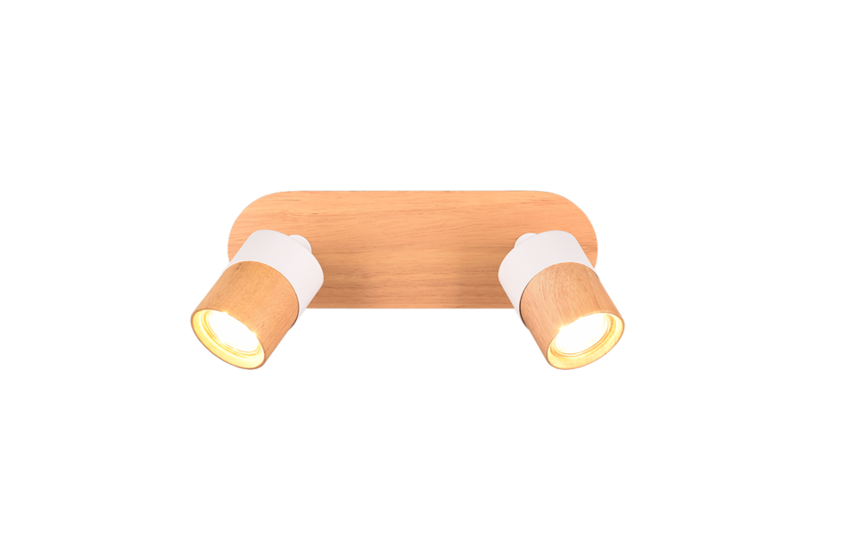 Trio Lighting Trio ARUNI plafondspot | GU10 Fitting | houtkleur | Ø 6,5 cm | IP20 | excl. 2x GU10 | max. 10W