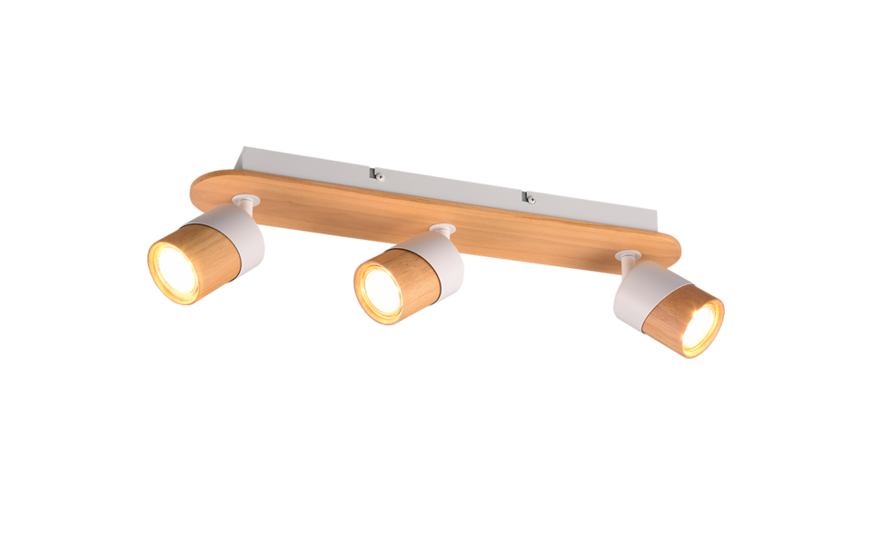 Trio Lighting Trio ARUNI plafondspot | GU10 Fitting | houtkleur | 48 x 9 cm | IP20 | excl. 3x GU10 | max. 10W