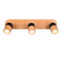 Trio Lighting Trio ARUNI plafondspot | GU10 Fitting | houtkleur | 48 x 9 cm | IP20 | excl. 3x GU10 | max. 10W