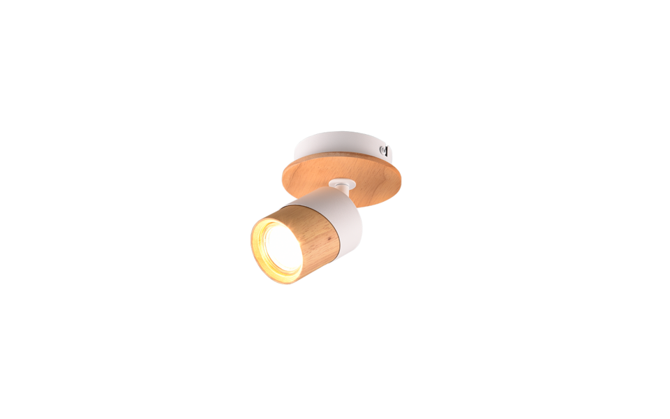 Trio Lighting Trio ARUNI plafondspot | GU10 Fitting | houtkleur | Ø 6,5 cm | IP20 | excl. 1x GU10 | max. 10W