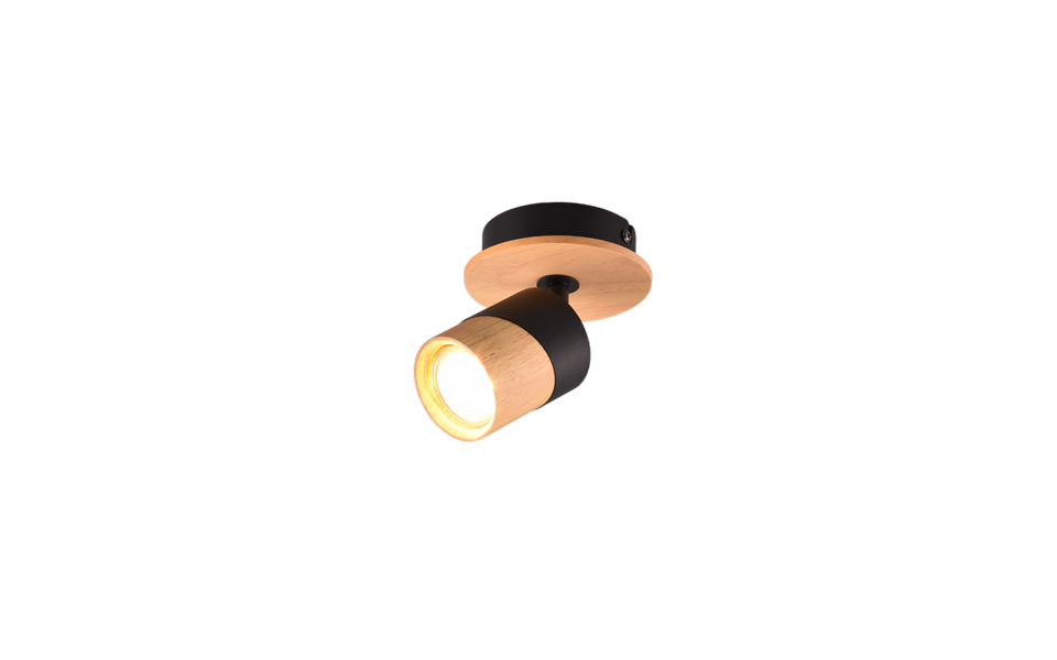 Trio Lighting Trio ARUNI plafondspot | GU10 Fitting | houtkleur | Ø 6,5 cm | IP20 | excl. 1x GU10 | max. 10W Trio Lighting Trio ARUNI plafondspot | GU10 Fitting | houtkleur | Ø 6,5 cm | IP20 | excl. 1x GU10 | max. 10W