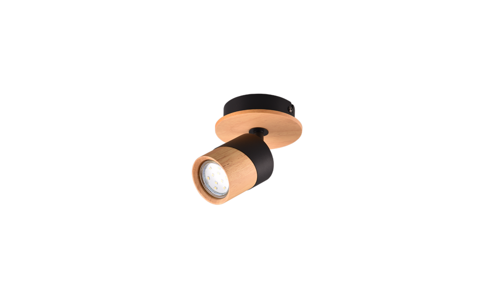 Trio Lighting Trio ARUNI plafondspot | GU10 Fitting | houtkleur | Ø 6,5 cm | IP20 | excl. 1x GU10 | max. 10W Trio Lighting Trio ARUNI plafondspot | GU10 Fitting | houtkleur | Ø 6,5 cm | IP20 | excl. 1x GU10 | max. 10W