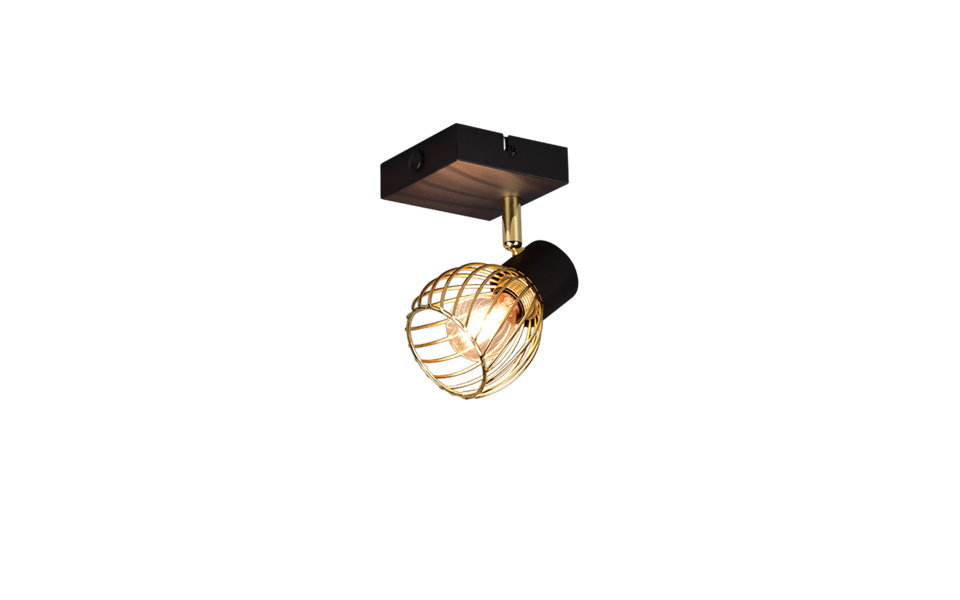 Trio Lighting Trio ARDON plafondspot | E14 Fitting | zwart met goud met goudkleurig | Ø 9 cm | IP20 | excl. 1x E14 | max. 10W Trio Lighting Trio ARDON plafondspot | E14 Fitting | zwart met goud met goudkleurig | Ø 9 cm | IP20 | excl. 1x E14 | max. 10W