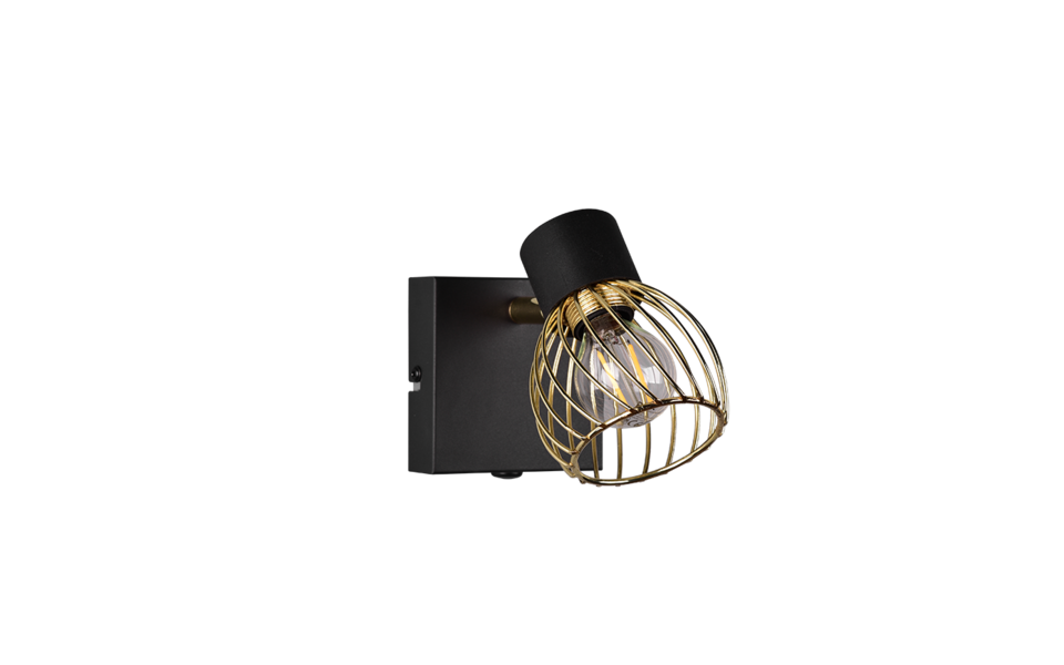 Trio Lighting Trio ARDON ceiling spotlight | 1x E14 max 40W | black with gold | Ø 9 cm | IP20 | 16 cm