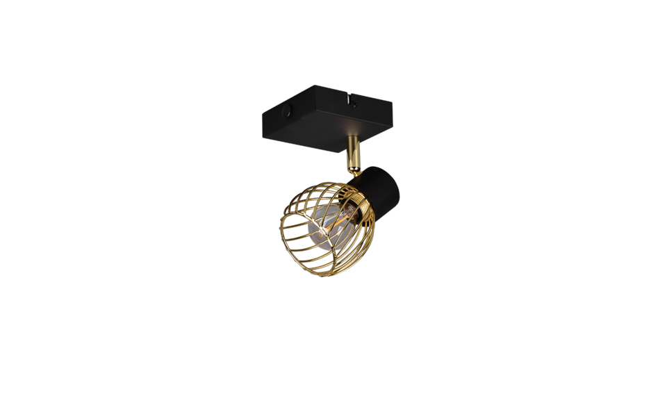 Trio Lighting Trio ARDON ceiling spotlight | 1x E14 max 40W | black with gold | Ø 9 cm | IP20 | 16 cm