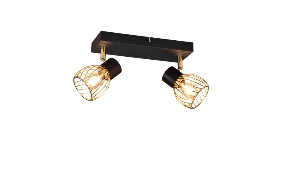 Trio Lighting Trio ARDON ceiling spotlight | 2x E14 max 40W | black with gold | IP20 | 16 cm Trio Lighting Trio ARDON ceiling spotlight | 2x E14 max 40W | black with gold | IP20 | 16 cm