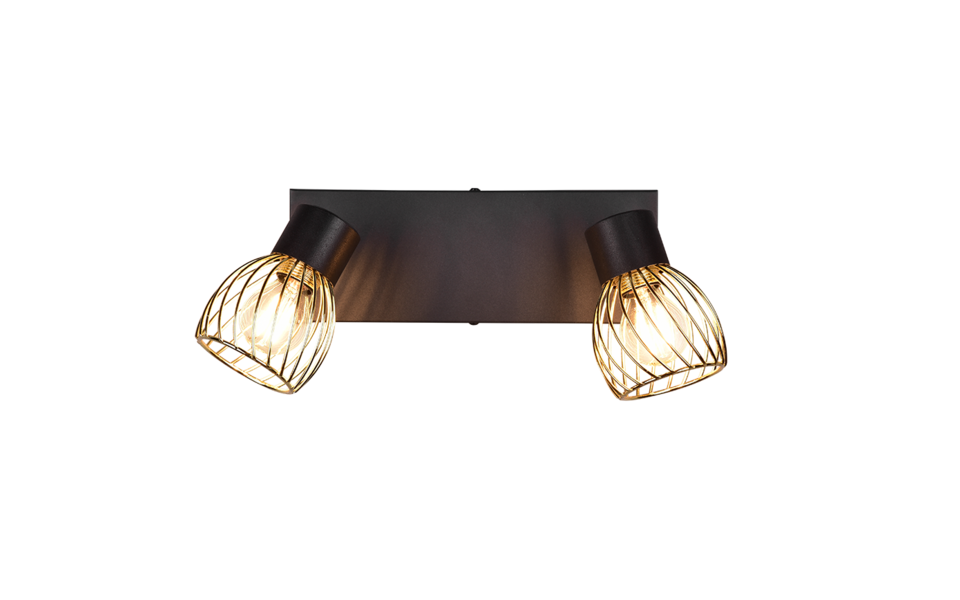 Trio Lighting Trio ARDON ceiling spotlight | 2x E14 max 40W | black with gold | IP20 | 16 cm Trio Lighting Trio ARDON ceiling spotlight | 2x E14 max 40W | black with gold | IP20 | 16 cm