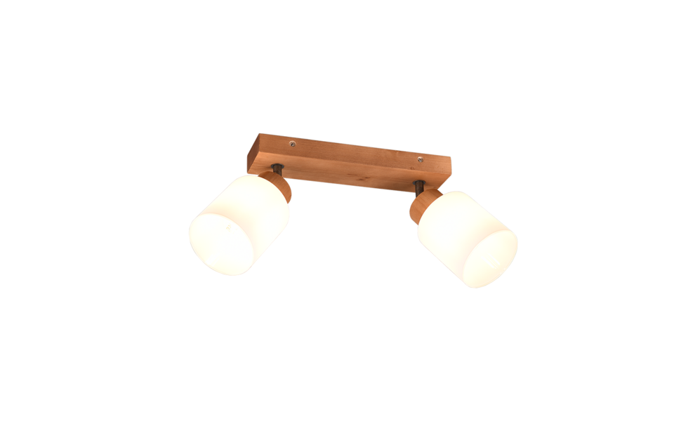 Trio Lighting Trio ASSAM plafondspot | E14 Fitting | natuurlijke afwerking met wit | 30 x 10 cm | IP20 | excl. 2x E14 | max. 25W
