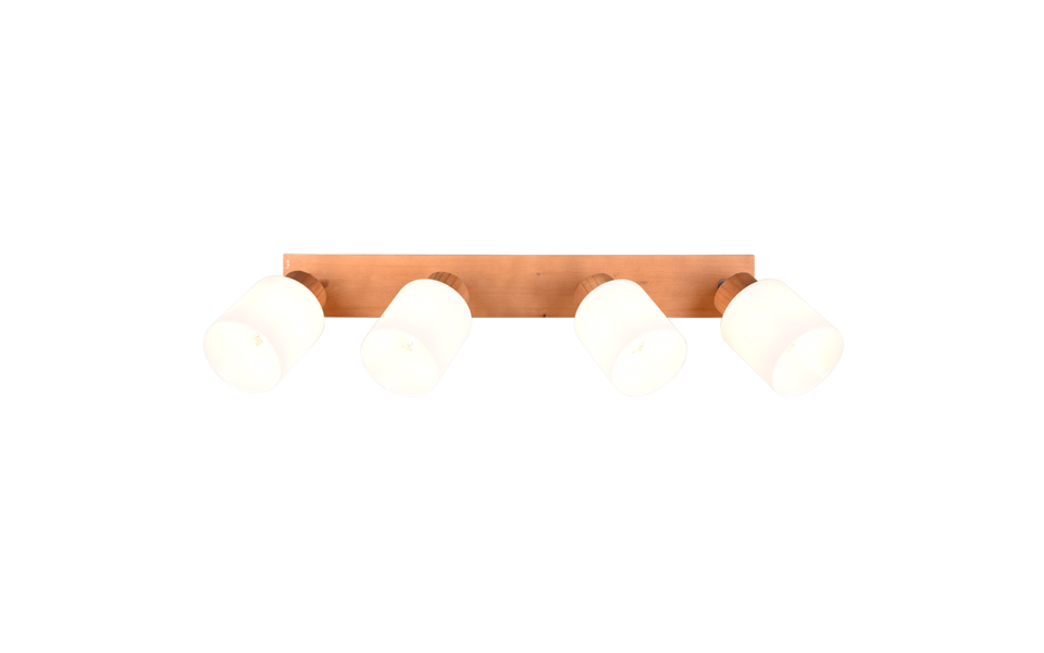 Trio Lighting Trio ASSAM plafondspot | E14 Fitting | natuurlijke afwerking met wit | 60 x 10 cm | IP20 | excl. 4x E14 | max. 25W