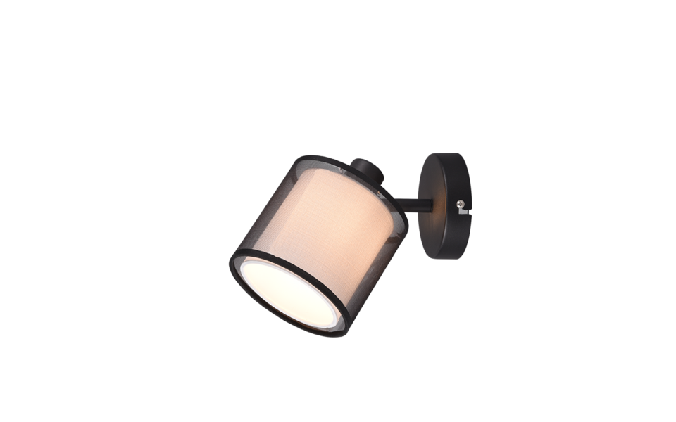 Trio Lighting Trio BURTON plafondspot | E14 Fitting | mat zwart met rookkleur met wit | 12,5 x 18,5 cm | IP20 | excl. 1x E14 | max. 28W
