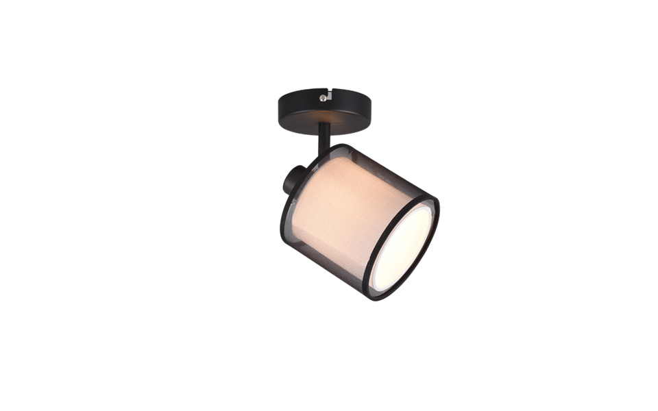 Trio Lighting Trio BURTON plafondspot | E14 Fitting | mat zwart met rookkleur met wit | 12,5 x 18,5 cm | IP20 | excl. 1x E14 | max. 28W