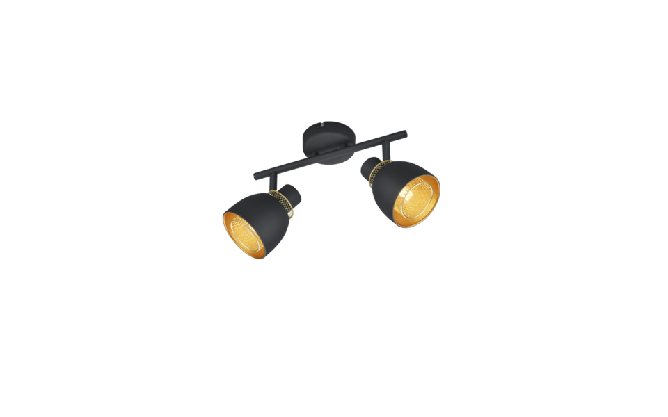 Trio Lighting Trio PUNCH plafondspot | E14 Fitting | mat zwart | 28,5 x 10 cm | IP20 | excl. 2x E14 | max. 10W