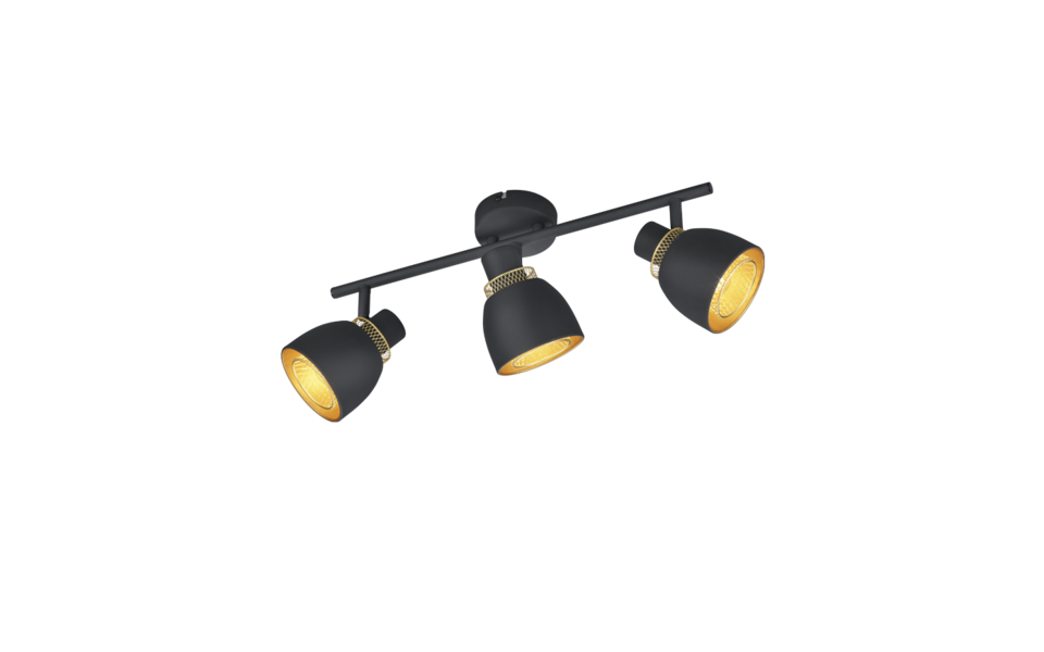 Trio Lighting Trio PUNCH plafondspot | E14 Fitting | mat zwart | 45,5 x 10 cm | IP20 | excl. 3x E14 | max. 10W