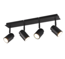 Trio Lighting Trio ANGELO plafondspot | GU10 Fitting | mat zwart | 52 x 19,5 cm | IP44 | excl. 4x GU10 | max. 5W