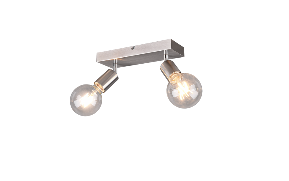 Trio Lighting Trio VANNES plafondspot | E27 Fitting | nikkel mat | 26 x 9 cm | IP20 | excl. 2x E27 | max. 40W