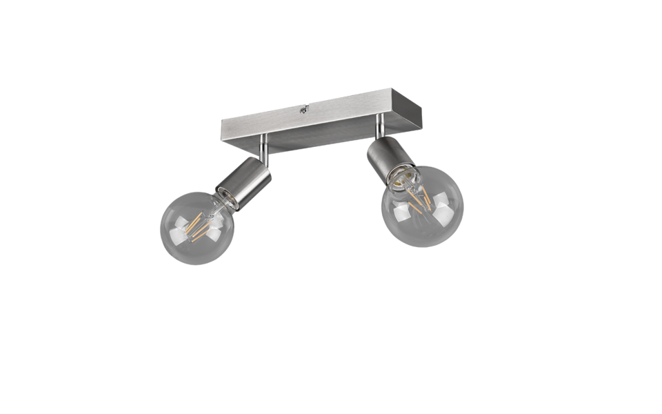 Trio Lighting Trio VANNES plafondspot | E27 Fitting | nikkel mat | 26 x 9 cm | IP20 | excl. 2x E27 | max. 40W