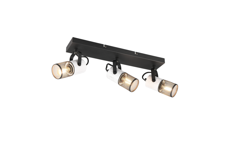 Trio Lighting Trio TOSH plafondspot | E14 Fitting | zwart en wit | 44 x 9 cm | IP20 | excl. 3x E14 | max. 40W Trio Lighting Trio TOSH plafondspot | E14 Fitting | zwart en wit | 44 x 9 cm | IP20 | excl. 3x E14 | max. 40W