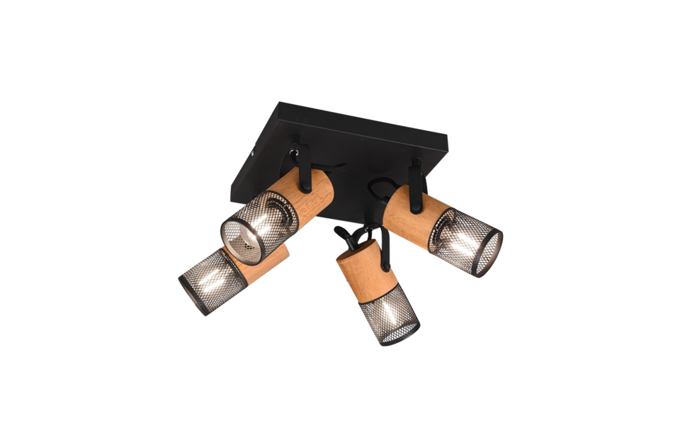 Trio Lighting Trio TOSH plafondspot | E14 Fitting | mat zwart | 22 x 22 cm | IP20 | excl. 4x E14 | max. 40W