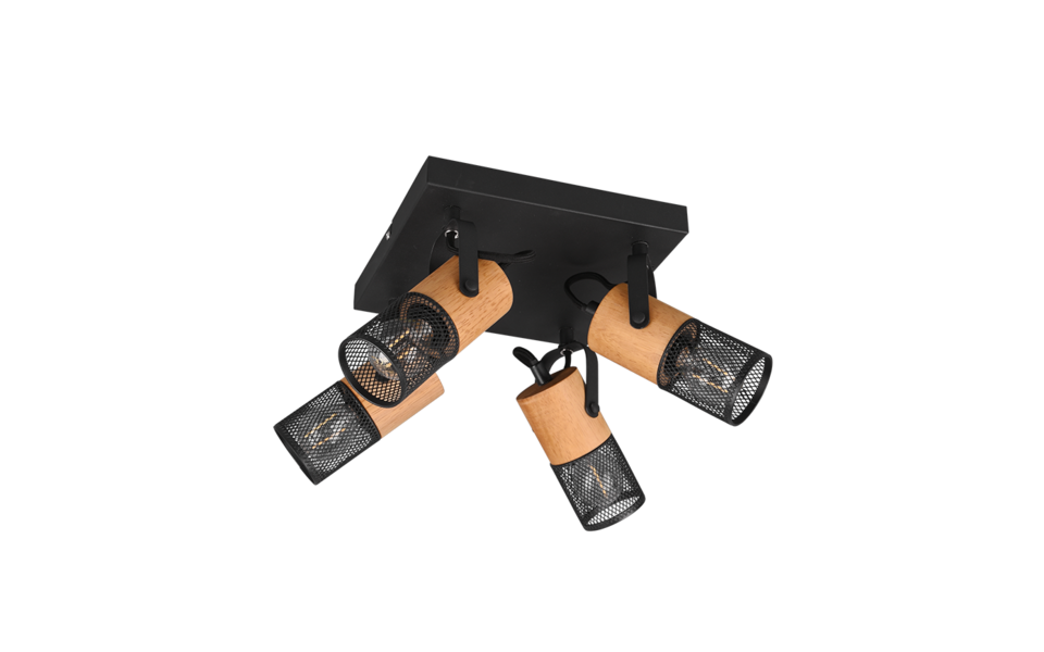 Trio Lighting Trio TOSH plafondspot | E14 Fitting | mat zwart | 22 x 22 cm | IP20 | excl. 4x E14 | max. 40W