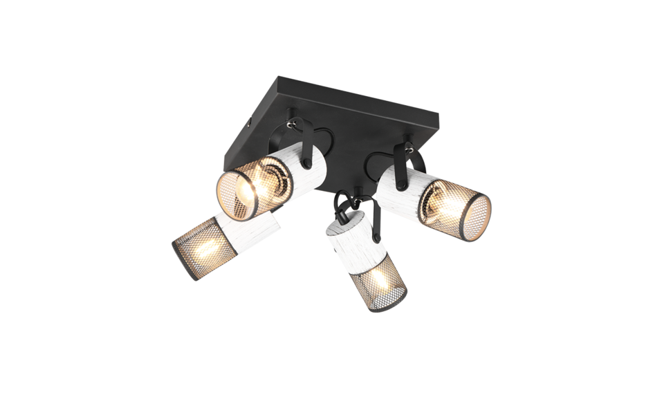 Trio Lighting Trio TOSH plafondspot | E14 Fitting | zwart en wit | 22 x 22 cm | IP20 | excl. 4x E14 | max. 40W Trio Lighting Trio TOSH plafondspot | E14 Fitting | zwart en wit | 22 x 22 cm | IP20 | excl. 4x E14 | max. 40W