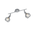 Trio Lighting Trio BREST plafondspot | E14 Fitting | chroom met rookkleur | 40 x 9 cm | IP20 | excl. 2x E14 | max. 15W