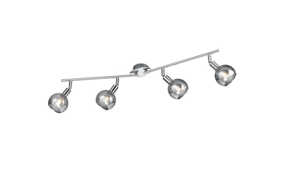 Trio Lighting Trio BREST plafondspot | E14 Fitting | chroom met rookkleur | 85 x 9 cm | IP20 | excl. 4x E14 | max. 28W