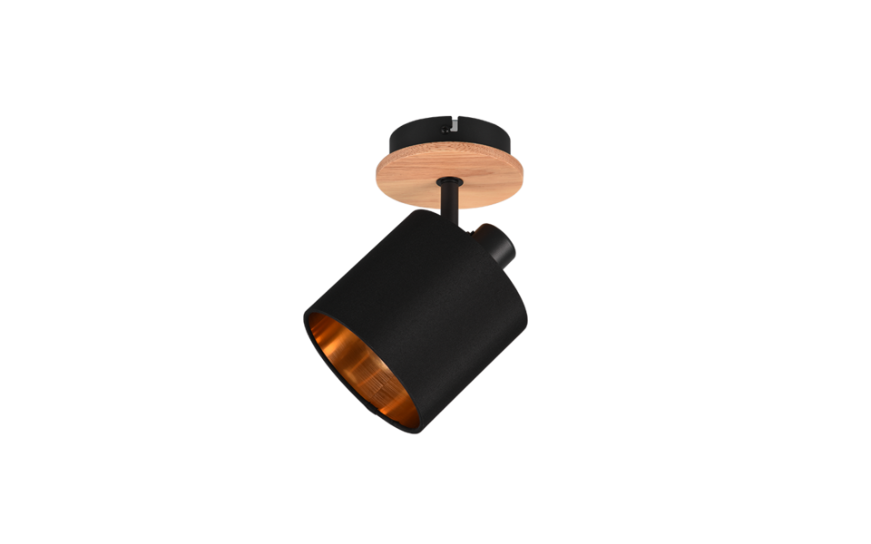 Trio Lighting Trio TOMMY plafondspot | E14 Fitting | houtkleur met zwart met goud met goudkleurig | 12 x 18,5 cm | IP20 | excl. 1x E14 | max. 28W Trio Lighting Trio TOMMY plafondspot | E14 Fitting | houtkleur met zwart met goud met goudkleurig | 12 x 18,5 cm | IP20 | excl. 1x E14 | max. 28W