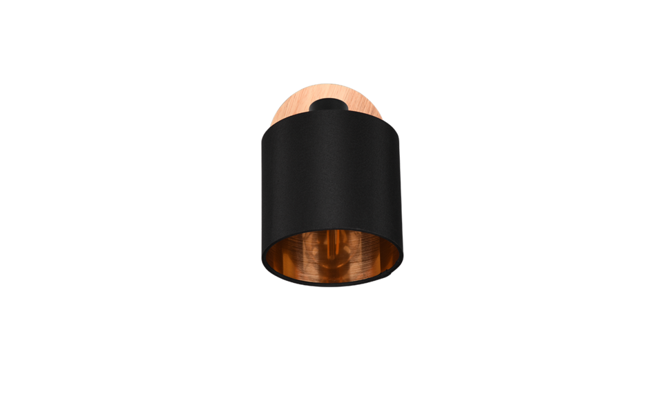 Trio Lighting Trio TOMMY plafondspot | E14 Fitting | houtkleur met zwart met goud met goudkleurig | 12 x 18,5 cm | IP20 | excl. 1x E14 | max. 28W Trio Lighting Trio TOMMY plafondspot | E14 Fitting | houtkleur met zwart met goud met goudkleurig | 12 x 18,5 cm | IP20 | excl. 1x E14 | max. 28W