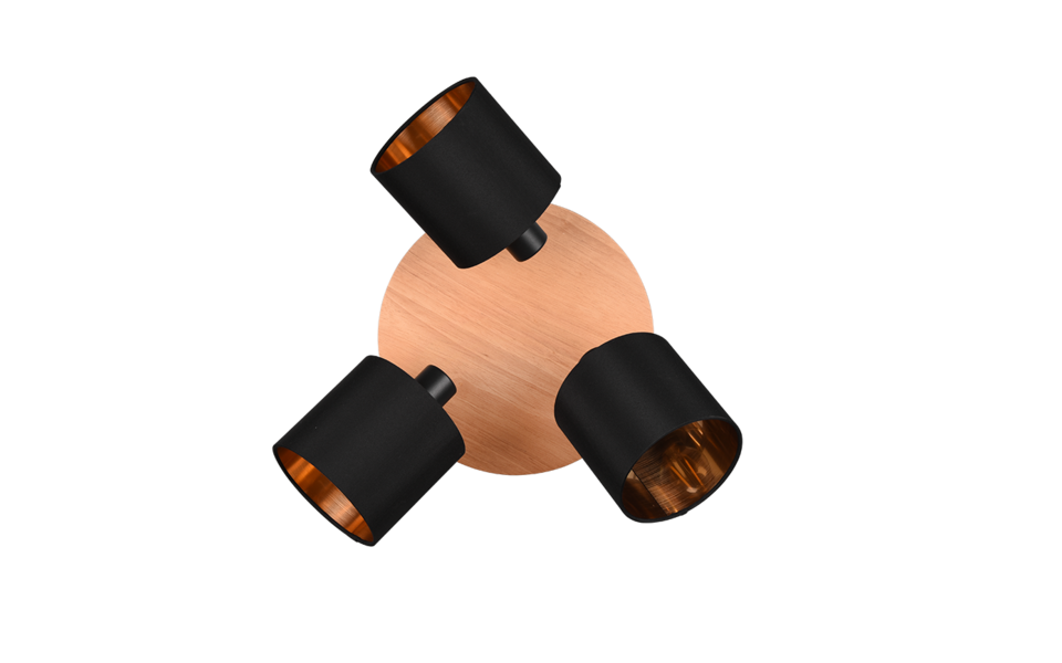 Trio Lighting Trio TOMMY plafondspot | E14 Fitting | houtkleur met zwart met goud met goudkleurig | Ø 46,5 cm | IP20 | excl. 3x E14 | max. 28W Trio Lighting Trio TOMMY plafondspot | E14 Fitting | houtkleur met zwart met goud met goudkleurig | Ø 46,5 cm | IP20 | excl. 3x E14 | max. 28W