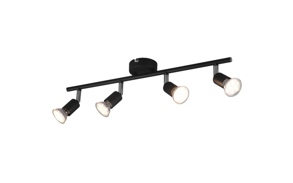 Trio Lighting Trio PARIS plafondspot | GU10 Fitting | mat zwart | 50 x 8 cm | IP20 | excl. 4x GU10 | max. 35W