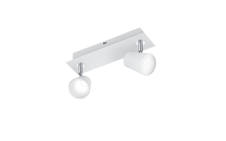 Trio Lighting Trio NARCOS plafondspot | LED | wit mat met wit | 28,5 x 9,5 cm | IP20 | 2x 6,5W | 600 lm | 3000K | niet dimbaar