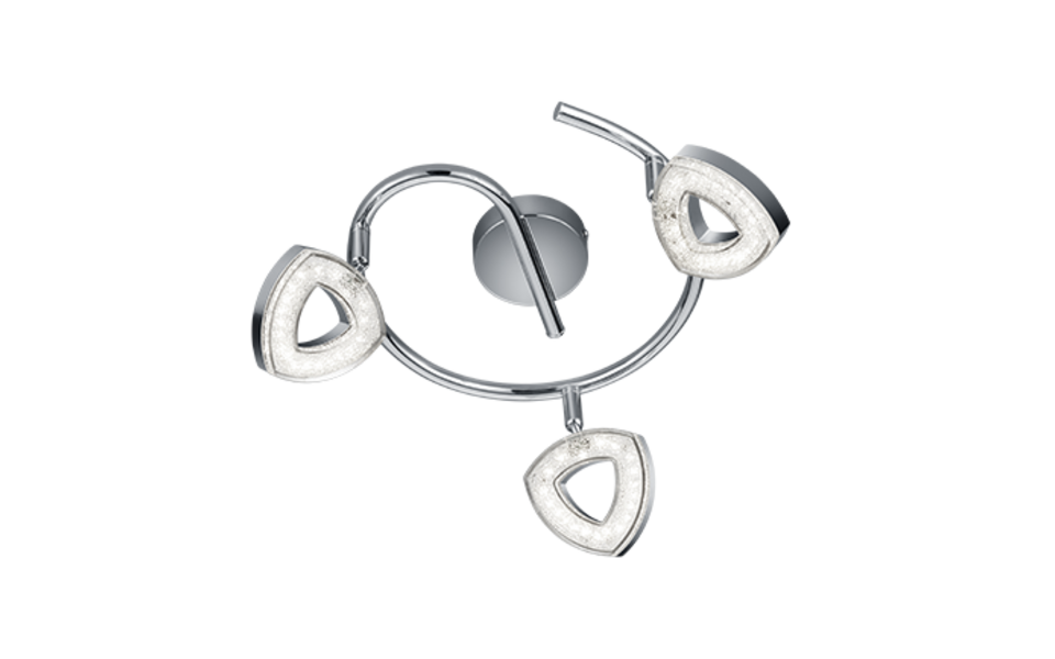 Trio Lighting Trio TOURS plafondspot | LED | chroom met transparant | Ø 25 cm | IP20 | 3x 3,5W | 400 lm | 3000K | niet dimbaar