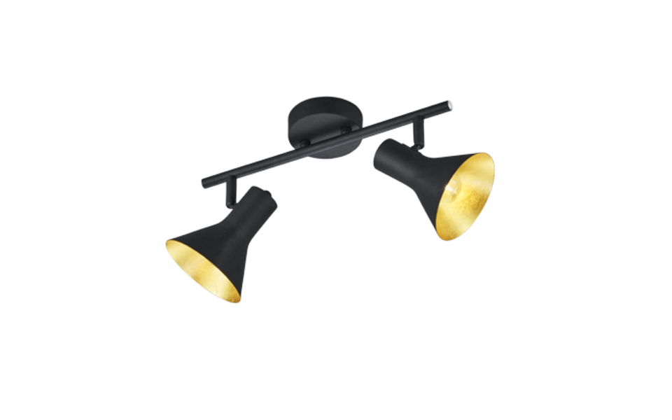 Trio Lighting Trio NINA plafondspot | E14 Fitting | zwart met goudkleurig | 33 x 11 cm | IP20 | excl. 2x E14 | max. 40W