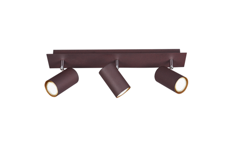 Trio Lighting Trio MARLEY plafondspot | GU10 Fitting | roestkleur | 48 x 9 cm | IP20 | excl. 3x GU10 | max. 35W