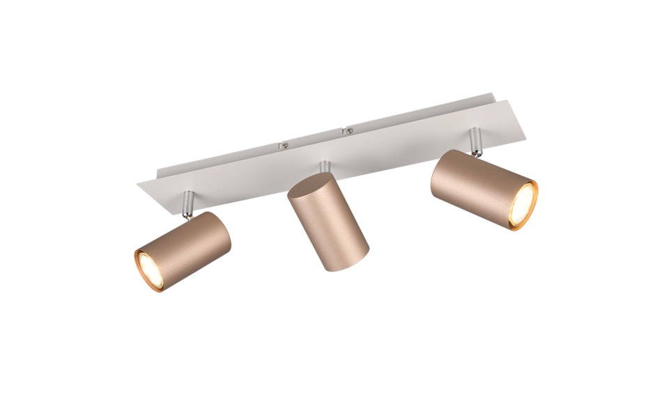 Trio Lighting Trio MARLEY plafondspot | GU10 Fitting | koffie | 48 x 9 cm | IP20 | excl. 3x GU10 | max. 35W