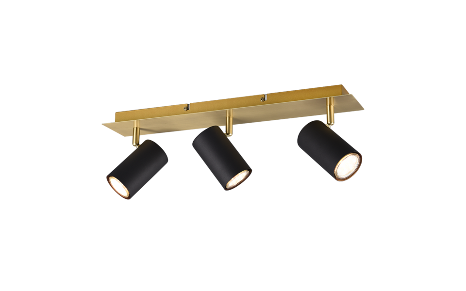 Trio Lighting Trio MARLEY plafondspot | GU10 Fitting | zwart met goud | 48 x 9 cm | IP20 | excl. 3x GU10 | max. 35W Trio Lighting Trio MARLEY plafondspot | GU10 Fitting | zwart met goud | 48 x 9 cm | IP20 | excl. 3x GU10 | max. 35W
