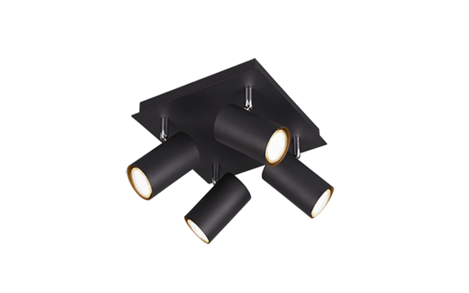 Trio Lighting Trio MARLEY plafondspot | GU10 Fitting | mat zwart | 24 x 24 cm | IP20 | excl. 4x GU10 | max. 35W Trio Lighting Trio MARLEY plafondspot | GU10 Fitting | mat zwart | 24 x 24 cm | IP20 | excl. 4x GU10 | max. 35W