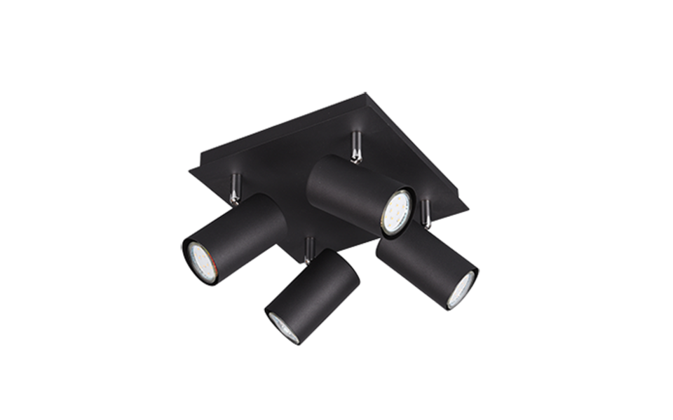 Trio Lighting Trio MARLEY plafondspot | GU10 Fitting | mat zwart | 24 x 24 cm | IP20 | excl. 4x GU10 | max. 35W Trio Lighting Trio MARLEY plafondspot | GU10 Fitting | mat zwart | 24 x 24 cm | IP20 | excl. 4x GU10 | max. 35W