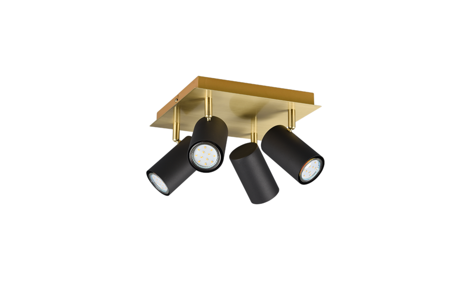 Trio Lighting Trio MARLEY plafondspot | GU10 Fitting | zwart met goud | 24 x 24 cm | IP20 | excl. 4x GU10 | max. 35W Trio Lighting Trio MARLEY plafondspot | GU10 Fitting | zwart met goud | 24 x 24 cm | IP20 | excl. 4x GU10 | max. 35W