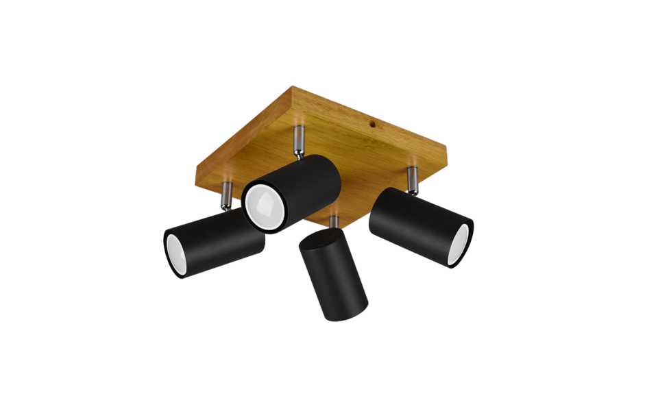 Trio Lighting Trio MARLEY plafondspot | GU10 Fitting | mat zwart | 22 x 22 cm | IP20 | excl. 4x GU10 | max. 35W Trio Lighting Trio MARLEY plafondspot | GU10 Fitting | mat zwart | 22 x 22 cm | IP20 | excl. 4x GU10 | max. 35W