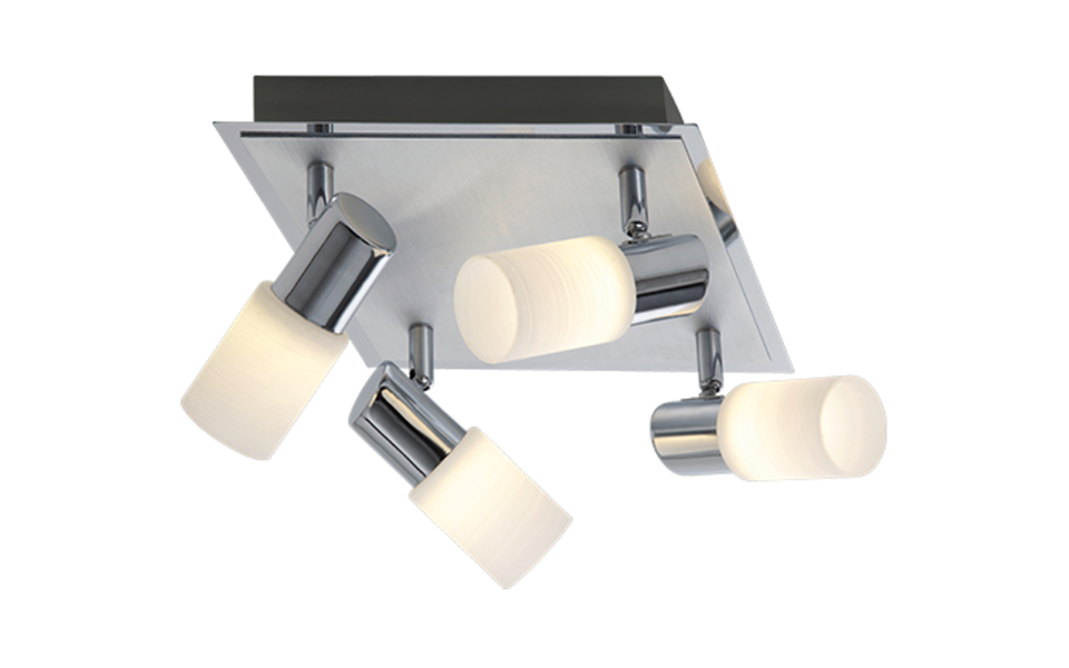 Trio Lighting Trio CLAPTON plafondspot | LED | chroom met wit geborsteld | 31 x 22 cm | IP20 | 4x 4,3W | 430 lm | 3000K | niet dimbaar