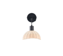 Trio Lighting Trio CALVI wandlamp | E14 Fitting | mat zwart met natuurlijke afwerking | 22,5 x 18 cm | IP20 | excl. 1x E14 | max. 10W