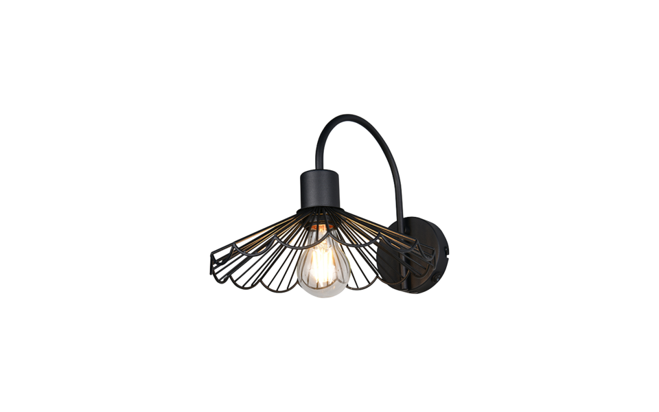 Trio Lighting Trio MARGARITA wandlamp | E27 Fitting | mat zwart | Ø 25 cm | IP20 | excl. 1x E27 | max. 40W