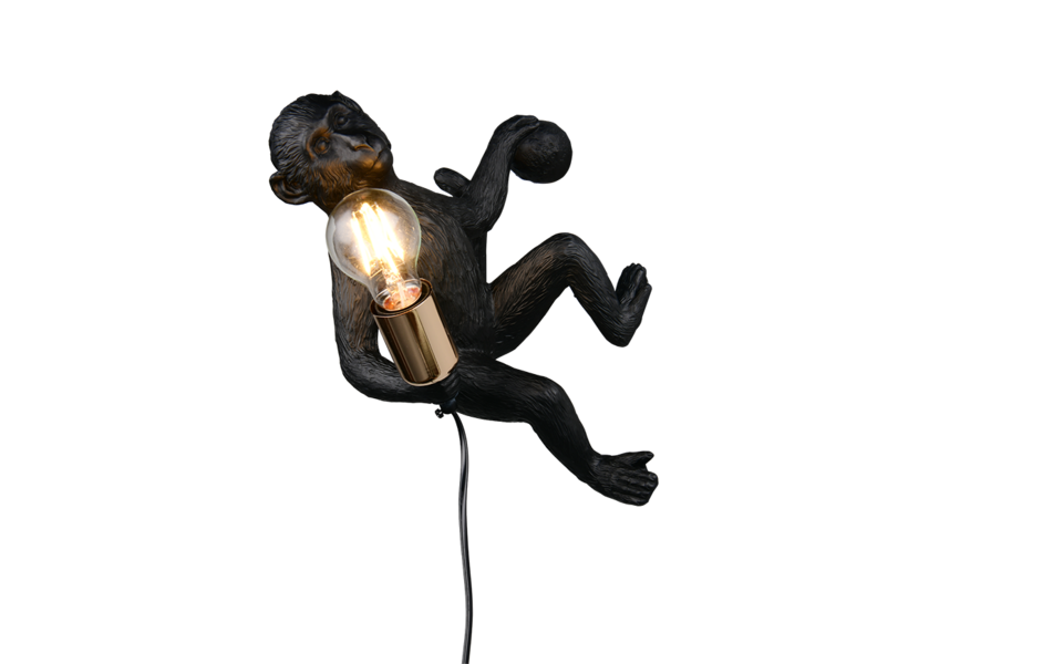 Trio Lighting Trio LOUY wandlamp | E27 Fitting | zwart | 35 x 20 cm | IP20 | excl. 1x E27 | max. 15W