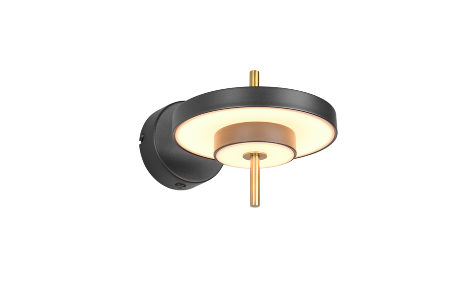 Trio Lighting Trio KEATON wandlamp | LED | zwart met goud | Ø 20 cm | IP20 | 1x 10W | 1200 lm | 2300+3000+4000K | dimbaar